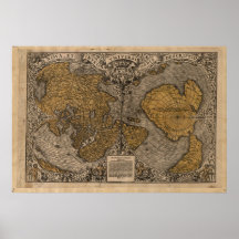 Mapa 1531 del mundo posters