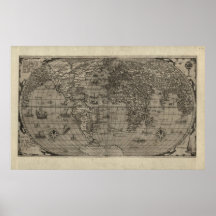 Mapa 1560 del mundo impresiones