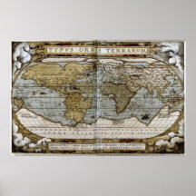 Mapa 1570 del mundo posters