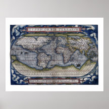 Mapa 1570 del mundo posters