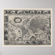 Mapa 1606 del mundo poster