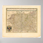 Mapa 1645 de Alemania Poster