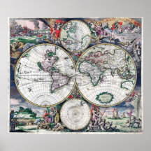 Mapa 1689 del mundo impresiones
