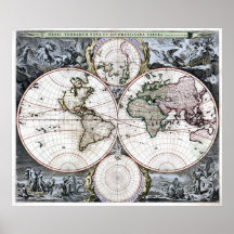 Mapa 1690 del mundo impresiones