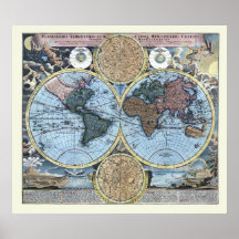Mapa 1716 del mundo impresiones
