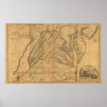 Mapa 1751 de Virginia y de Maryland Impresiones
