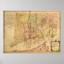 Mapa 1766 de la colonia de Connecticut Poster
