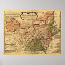 Mapa 1771 de las colonias británicas medias (los E Poster