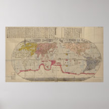 Mapa 1785 del mundo poster
