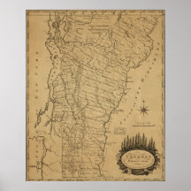 Mapa 1793 de Vermont Posters