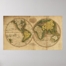 Mapa 1795 del mundo posters