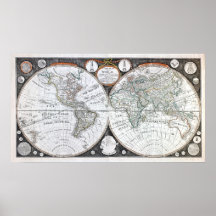 Mapa 1799 del mundo impresiones