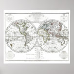 Mapa 1806 del atlas: La Mappemonde de Eustache Hér Poster