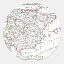 Mapa 1806 - L'Espagne y le Portugal Pegatina Redonda
