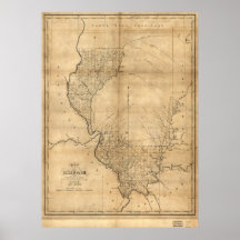 Mapa 1818 de Illinois Impresiones