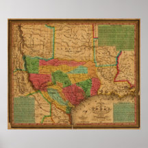 Mapa 1835 de TEJAS Poster