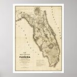 Mapa 1839 de la Florida de la guerra del Seminole Posters