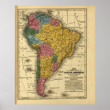 Mapa 1839 de Suramérica Impresiones