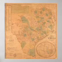 Mapa 1853 de Tejas Impresiones