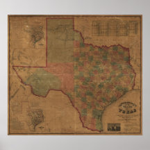 Mapa 1862 de Tejas Impresiones