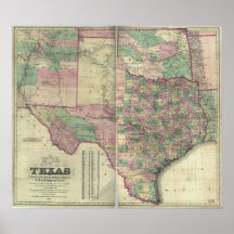 Mapa 1872 de Tejas y del territorio indio (Oklahom Impresiones