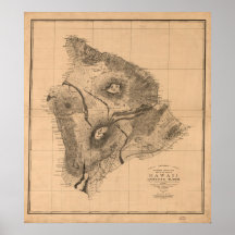 Mapa 1886 de Hawaii Impresiones