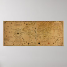 Mapa 1887 del mundo posters