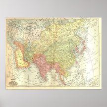 Mapa 1914 de Asia Poster