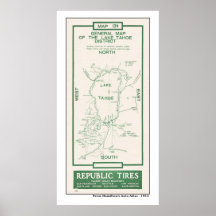 Mapa 1914 del lago Tahoe Impresiones