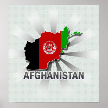 Mapa 2,0 de la bandera de Afganistán Poster