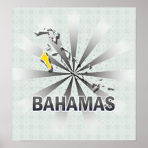 Mapa 2,0 de la bandera de Bahamas Poster
