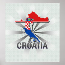 Mapa 2,0 de la bandera de Croacia Posters