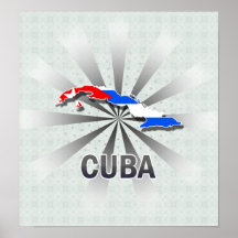 Mapa 2,0 de la bandera de Cuba Poster