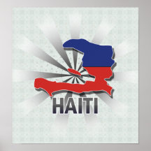 Mapa 2,0 de la bandera de Haití Poster