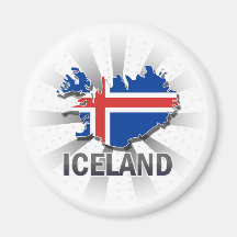 Mapa 2,0 de la bandera de Islandia Imanes Para Frigoríficos