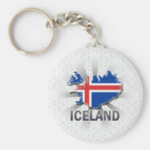 Mapa 2,0 de la bandera de Islandia Llaveros