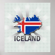 Mapa 2,0 de la bandera de Islandia Posters