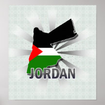 Mapa 2,0 de la bandera de Jordania Poster