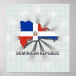 Mapa 2,0 de la bandera de la República Dominicana Poster