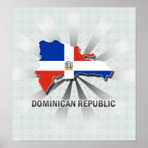 Mapa 2,0 de la bandera de la República Dominicana Poster