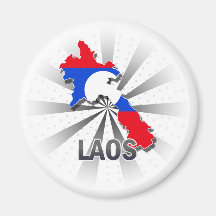 Mapa 2,0 de la bandera de Laos Imán Para Frigorifico