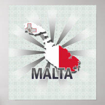 Mapa 2,0 de la bandera de Malta Posters