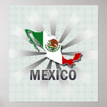 Mapa 2,0 de la bandera de México Poster