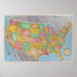Mapa 3 de Estados Unidos Posters