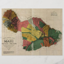 Mapa anticuario de la encuesta sobre Maui - Hawaii Tarjetones