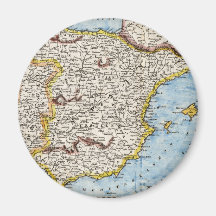 Mapa antiguo de España y de Portugal circa 1700's Imán Para Frigorifico
