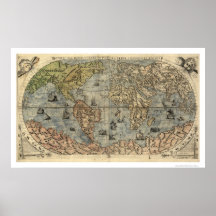 Mapa antiguo de Forlani del mundo de Pablo Forlani Impresiones