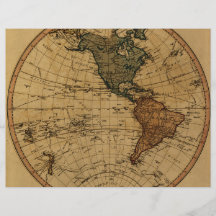 Mapa antiguo del hemisferio occidental de Guillerm Tarjeta Publicitaria
