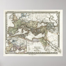 Mapa antiguo del imperio romano poster