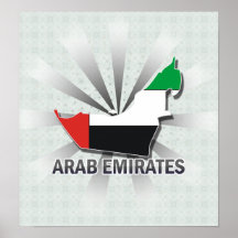 Mapa árabe 2,0 de la bandera de los emiratos poster